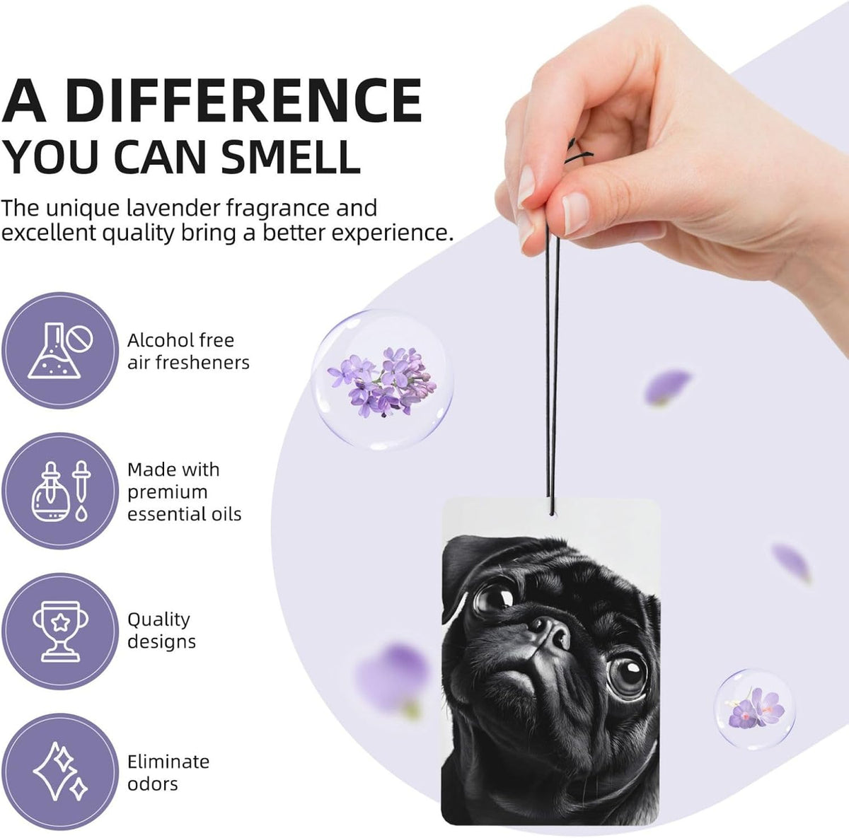 Printed Paper Car Air Freshener Lavender Scented Hanging