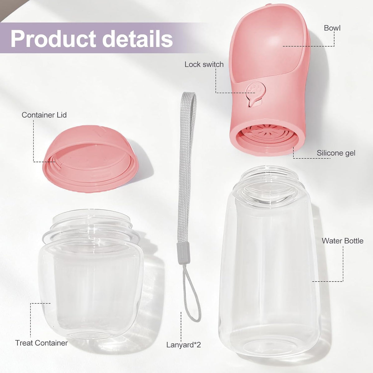Dog Water Bottle, Portable Water Bottle with Food Container