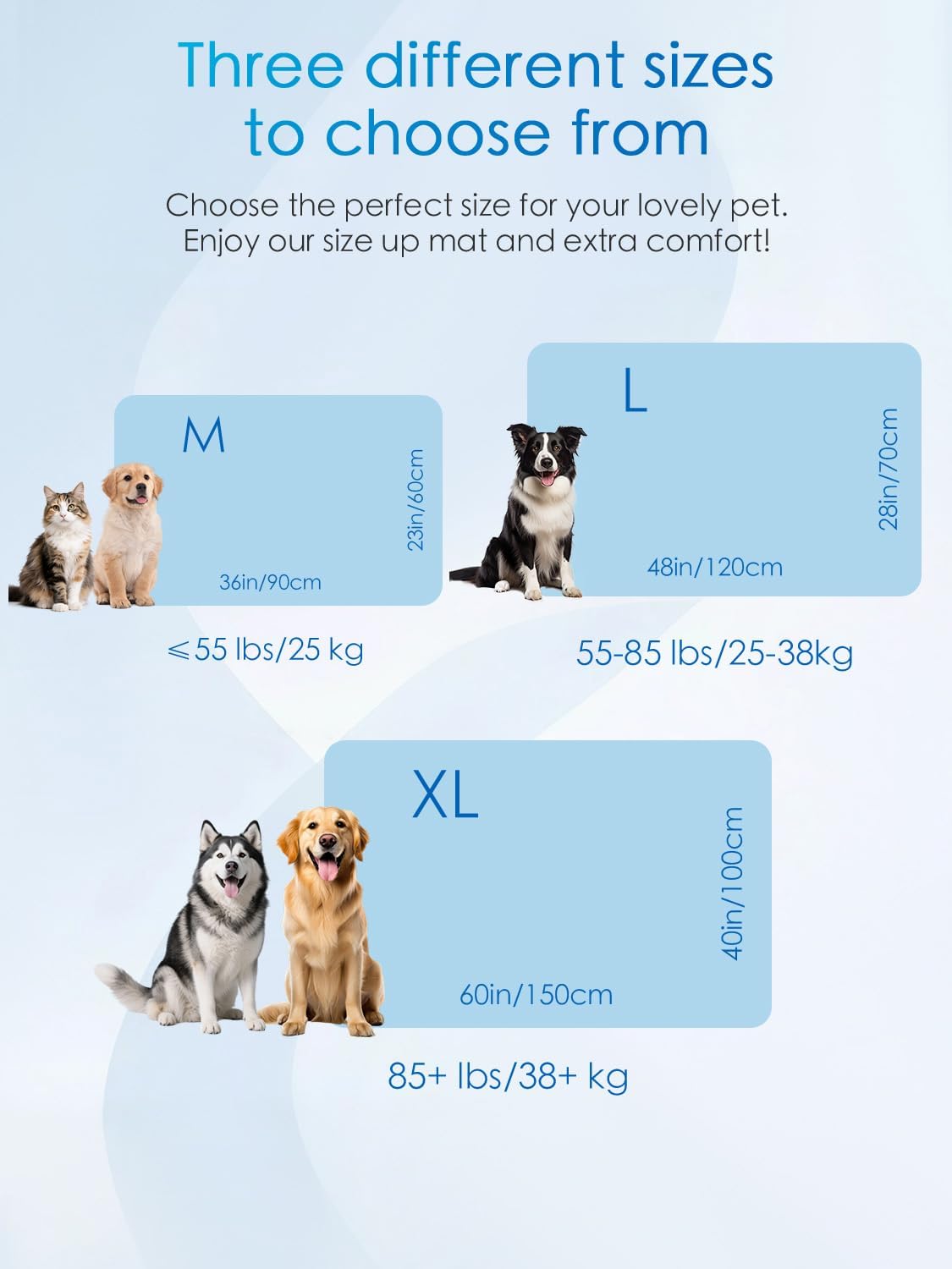 BECEMURU Dog Cooling Mat, Q-MAX＞0.46 Thickened Breathable Cold Pad for Summer Active Dog, 36"x23" Portable Washable Kennel Crate Pet Bed, Rapid Cooling Durable Non-Gel Blue