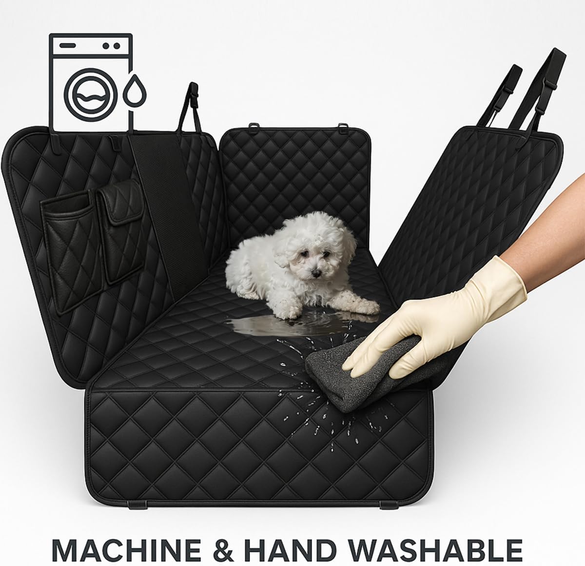 Dog Car Seat Cover for Back Seat with Visual Mesh Window