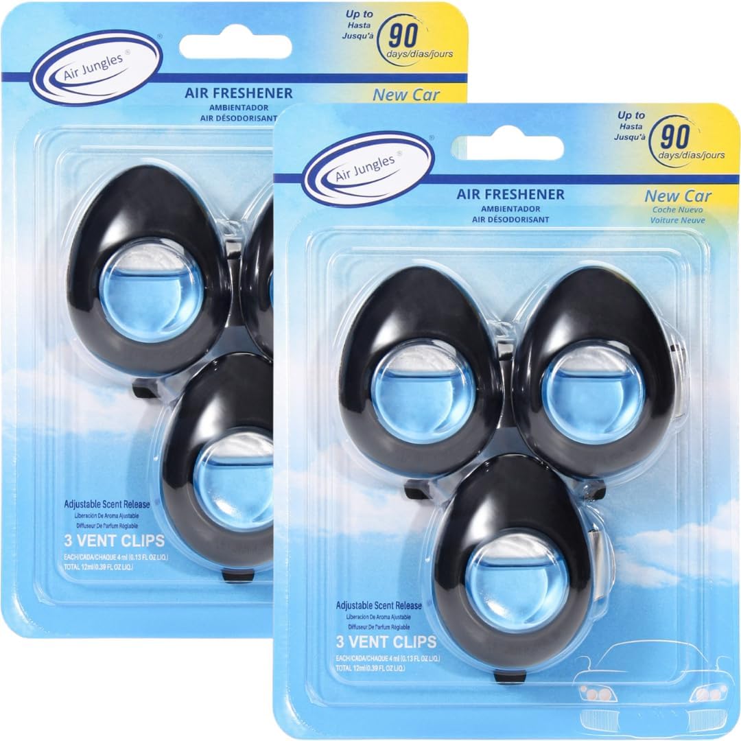 Car Air Freshener Vent Clip 3 Count , New Car Scent, 4 ml
