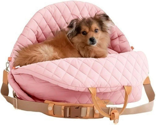 Dog Car Seat with Safety Tether, Portable Pet Travel Bed