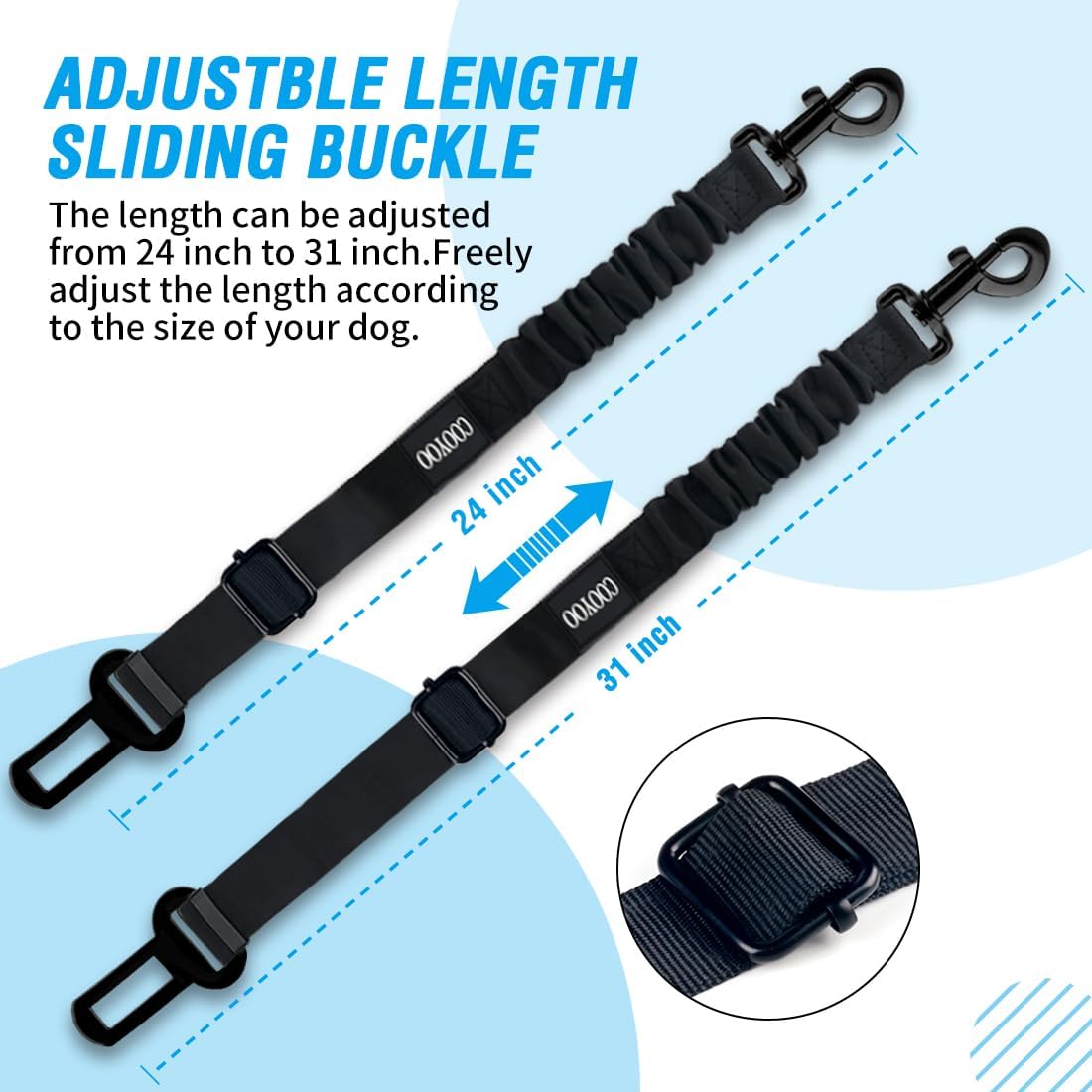 Dog Seat Belt,3 Piece Set Retractable Dog Car Harness