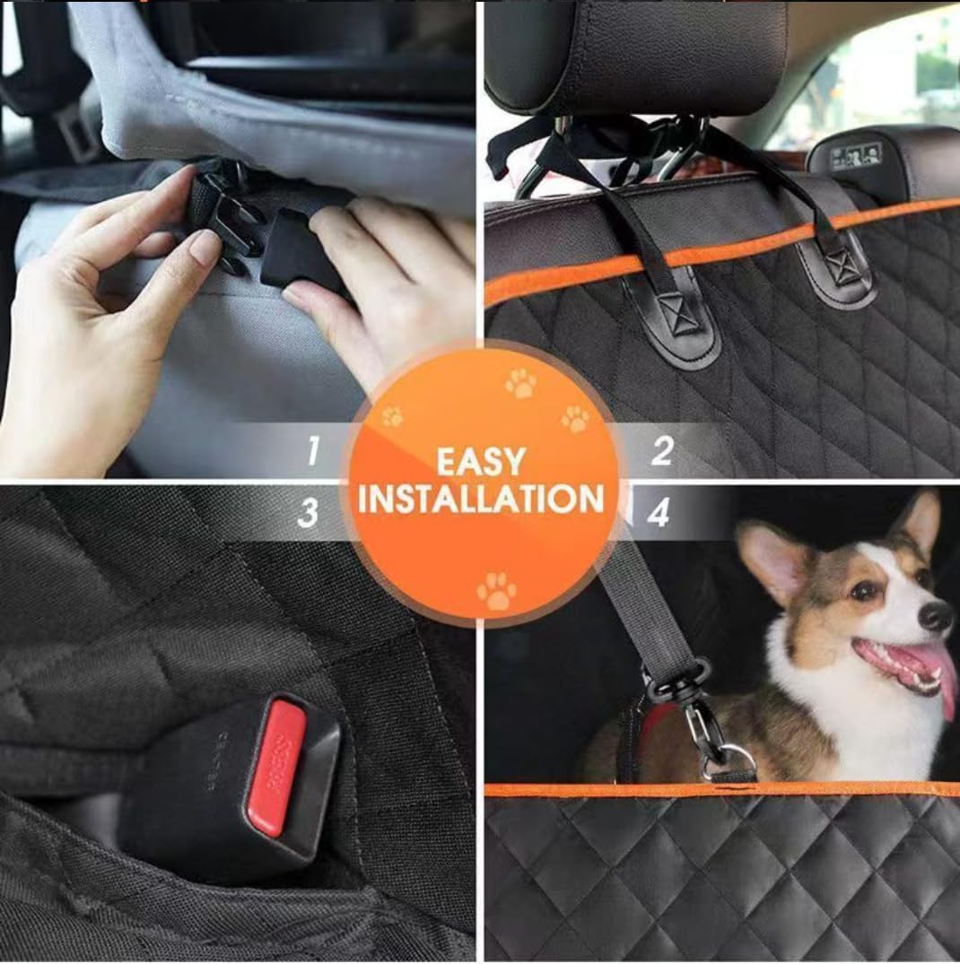 Dog Car Seat Cover, Waterproof Quilted Pet Hammock for Back