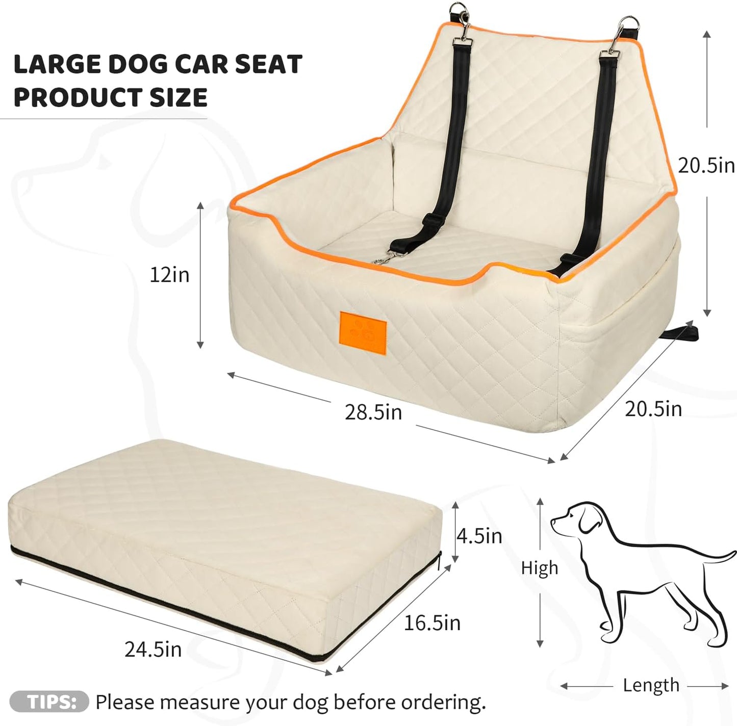 Dog Car Seat for Large/Medium Dog, Booster Seat Under 55Lbs
