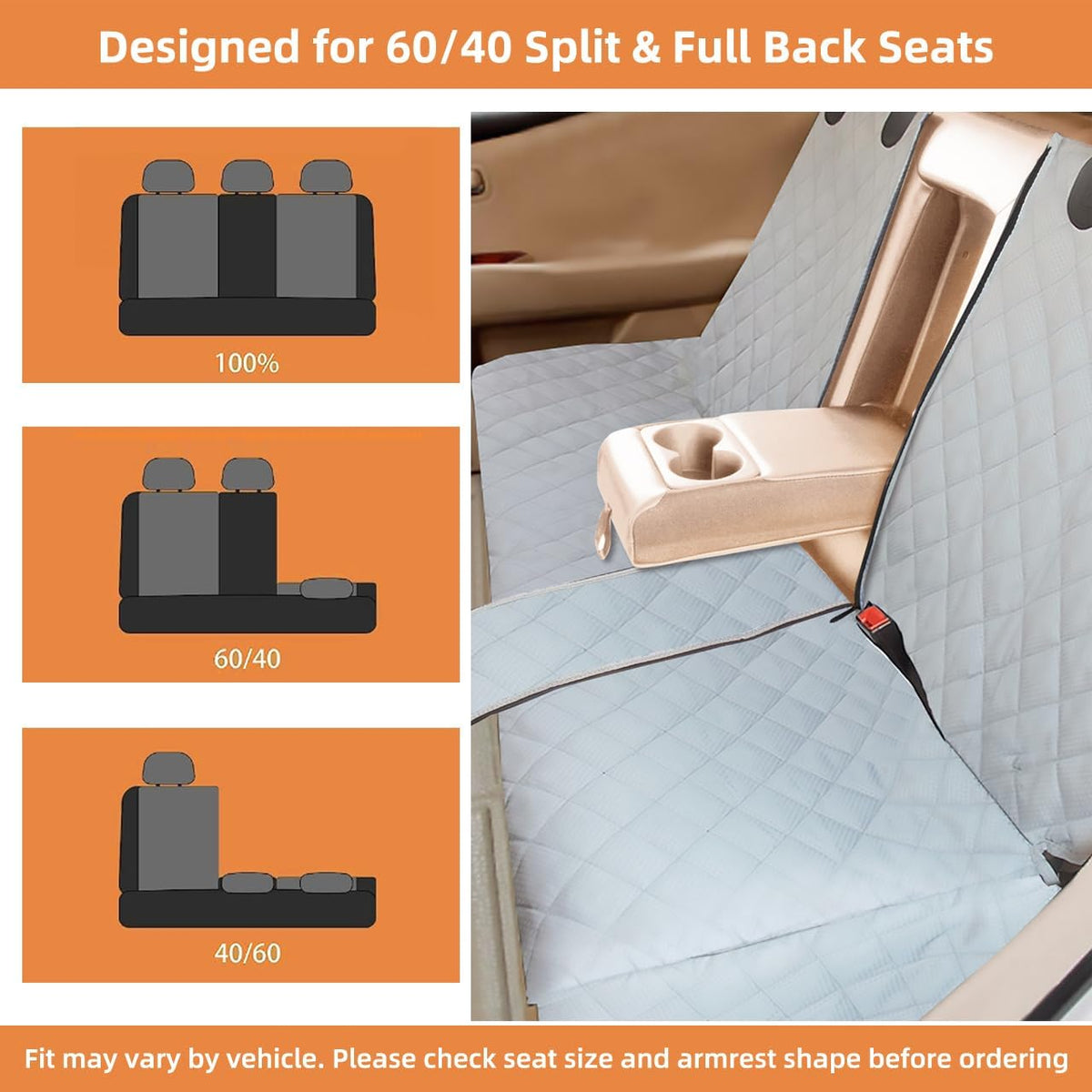 Dog Car Seat Cover for Back Seat, Waterproof Bench Backseat