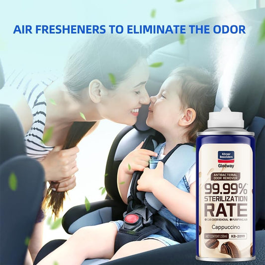 Glodway Whole Car Air Refresher,Odor Eliminator Remover Spray For Car,Cappuccino Scent Freshener With Odour Eliminator Technology,Long-Lasting,6 Ounce(Pack of 1)