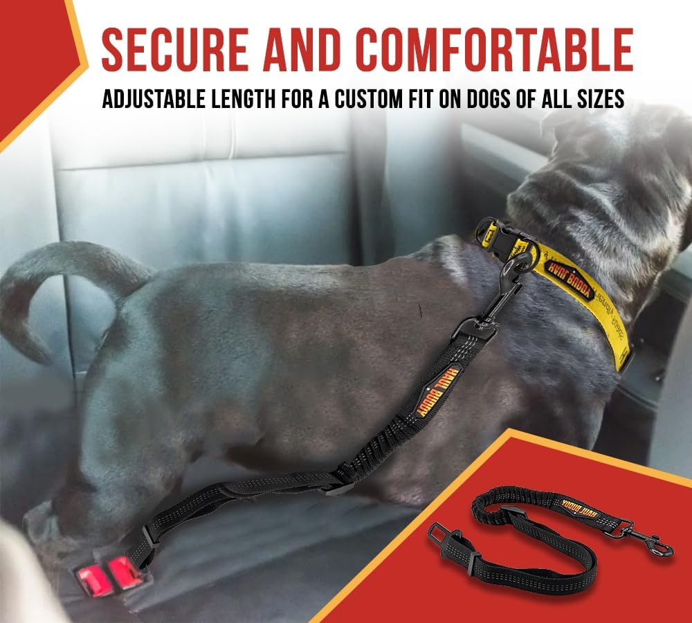 2 Pack Nylon Dog Seat Belt for Car w/Elastic Buffer Design