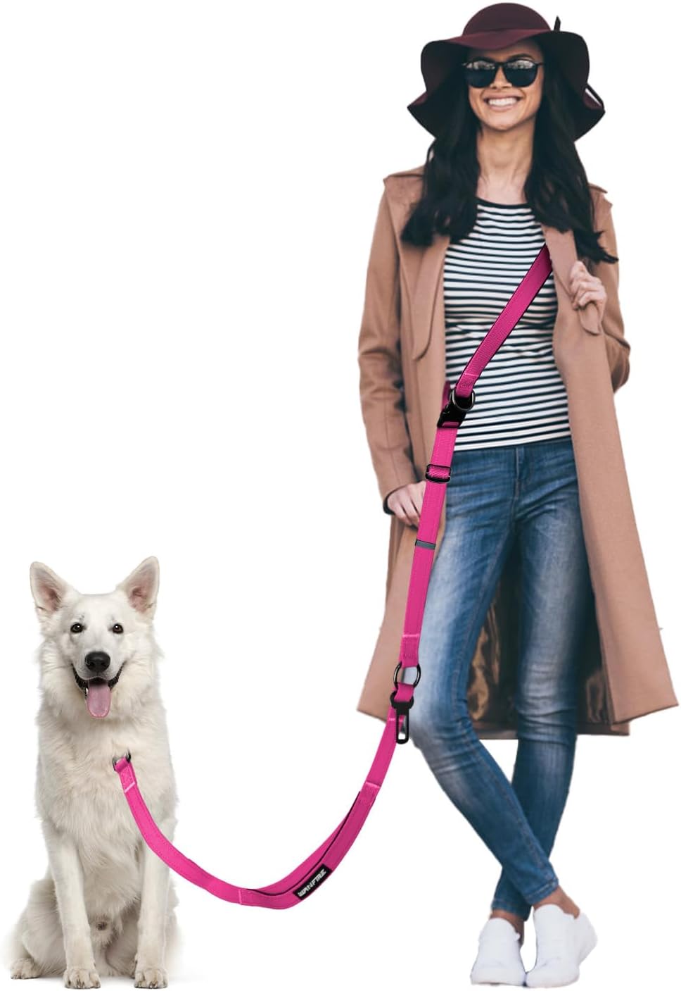 Hands Free Dog Leash & Car Seatbelt, 5.9-9.5ft Crossbody