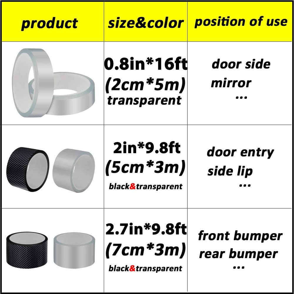 QBUC Car Door Entry Guards Scratch Cover Protector Paint Threshold Guard,Front Rear Door Entry Sill Guard Scuff Plate for Most Cars,2.7in9.8ft(7cm*3m) Transparent