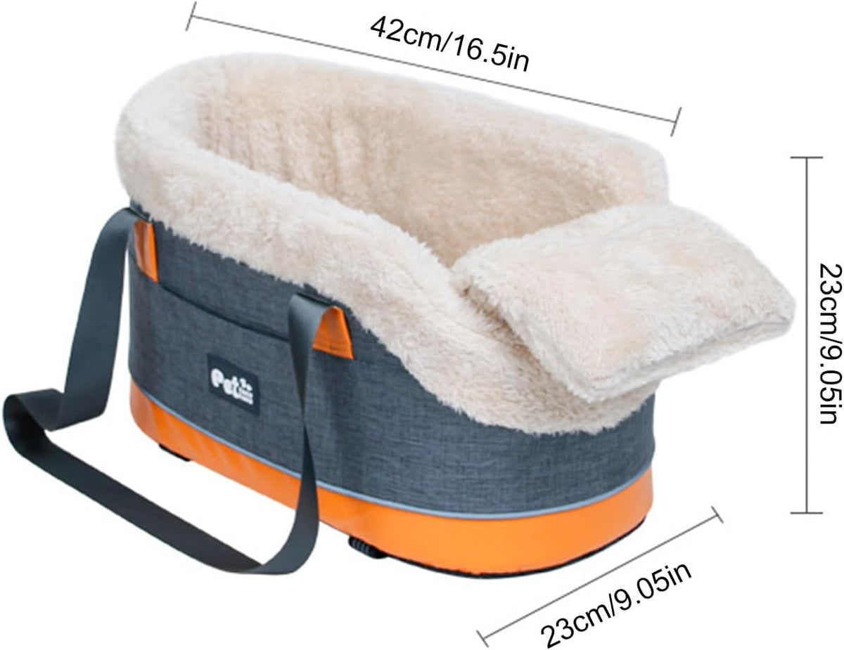 Console Dog Car Seat - Car Pet Safety Seat with Straps |