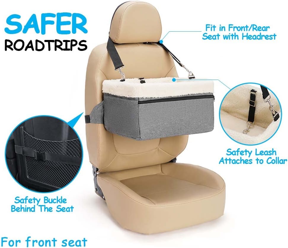 Dog Car Booster Seat for Small Dogs & Cats, Raised with