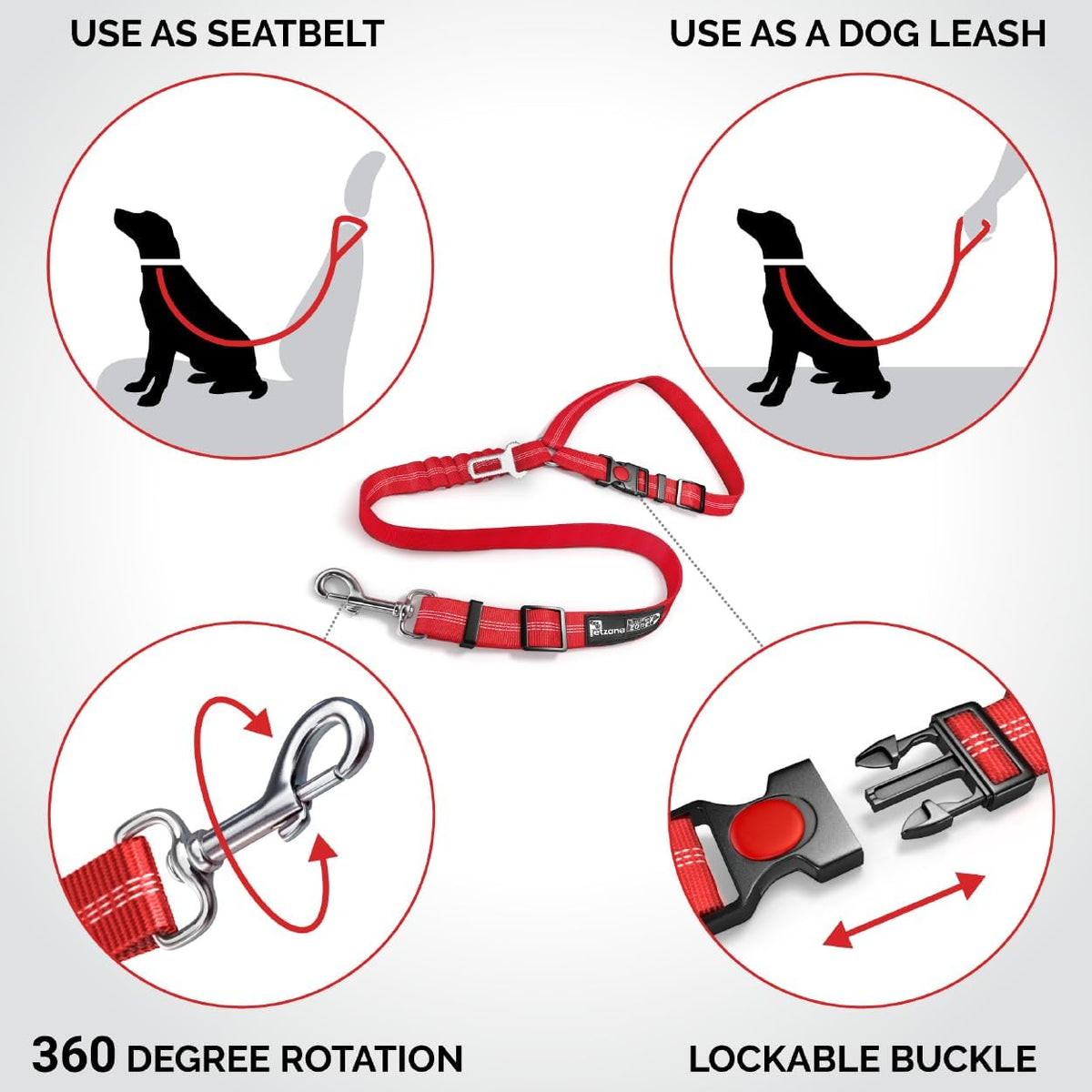 Comfortable Dog Seat Belt Harness for Car - 2-in-1 Leash