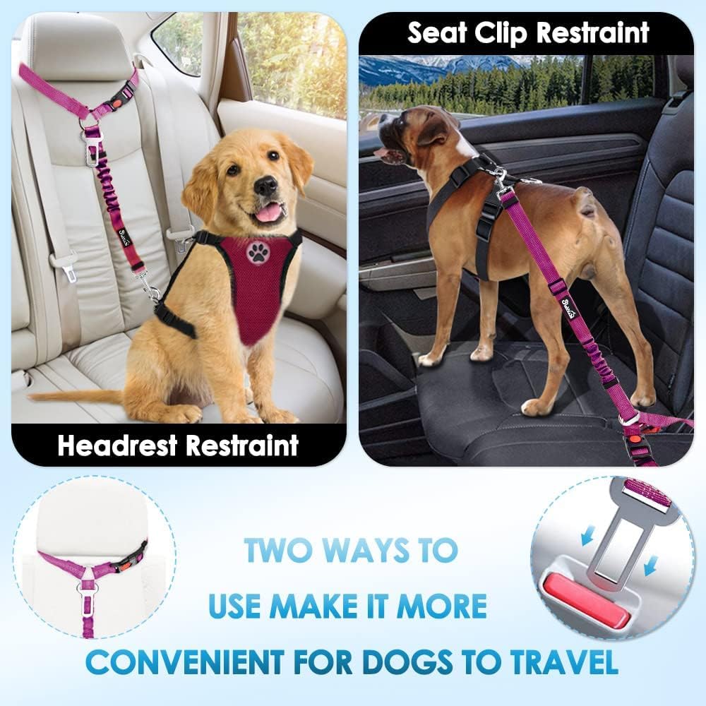 Dog Seat Belt, 2 Pack Harness Seatbelt Adjustable With