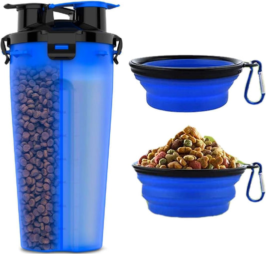 Dog Travel Water Bottle W/Collapsible Bowls - Portable 2 in