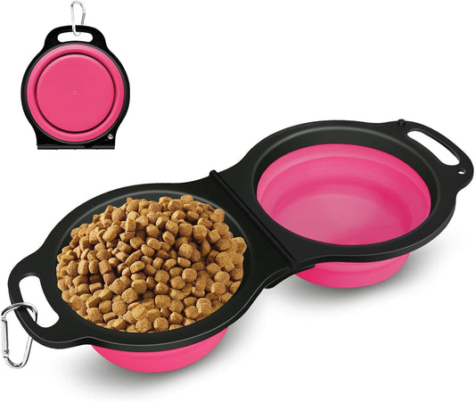 Collapsible Silicone Cat and Dog Travel Bowls,2 in 1
