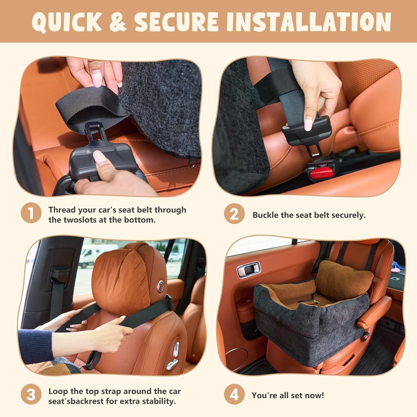 Dog Car Booster Seat for Small/Medium Dogs Under 30 lbs
