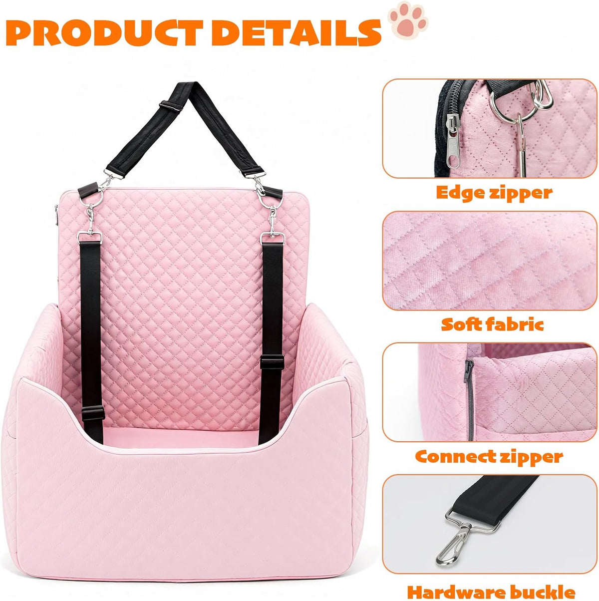 Dog Car Seat for Small/Medium Dogs Under 35lbs, Soft