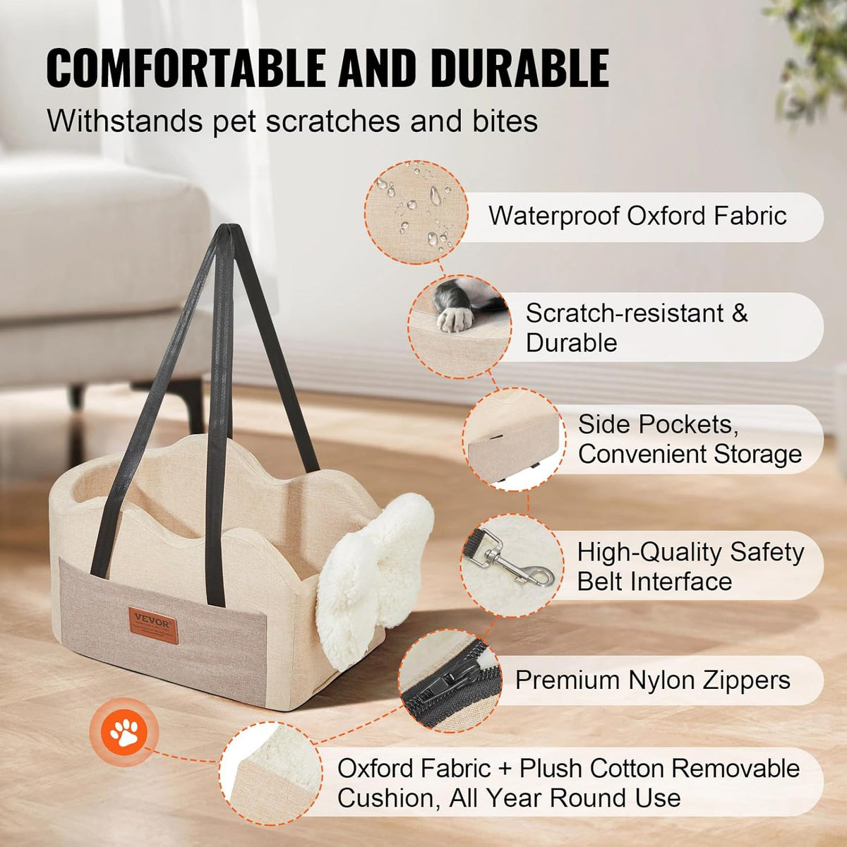 Console Dog Car Seat, Center Console Dog Booster Seat for