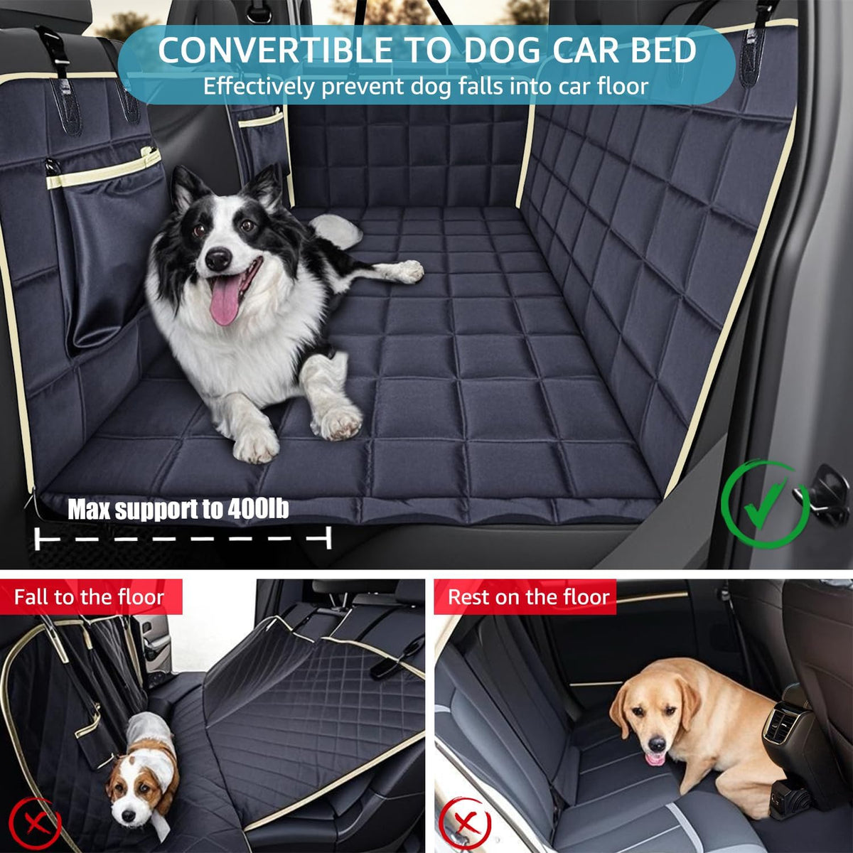 Truck Back Seat Extender for Dogs with Mesh Window