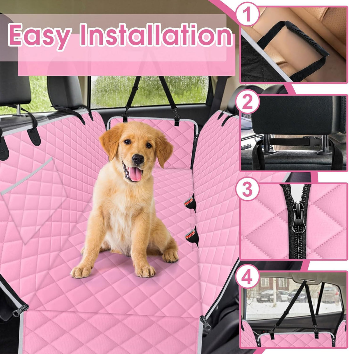 Waterproof Dog Car Seat Cover for Back Seat - Durable, Pet
