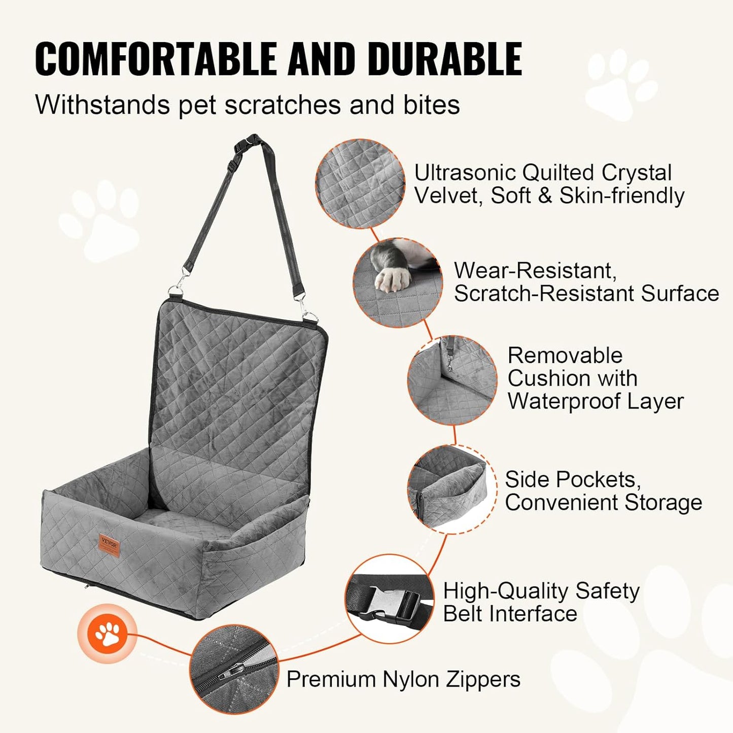 Dog Car Seat, Dog Booster Seat for Car with a Storage