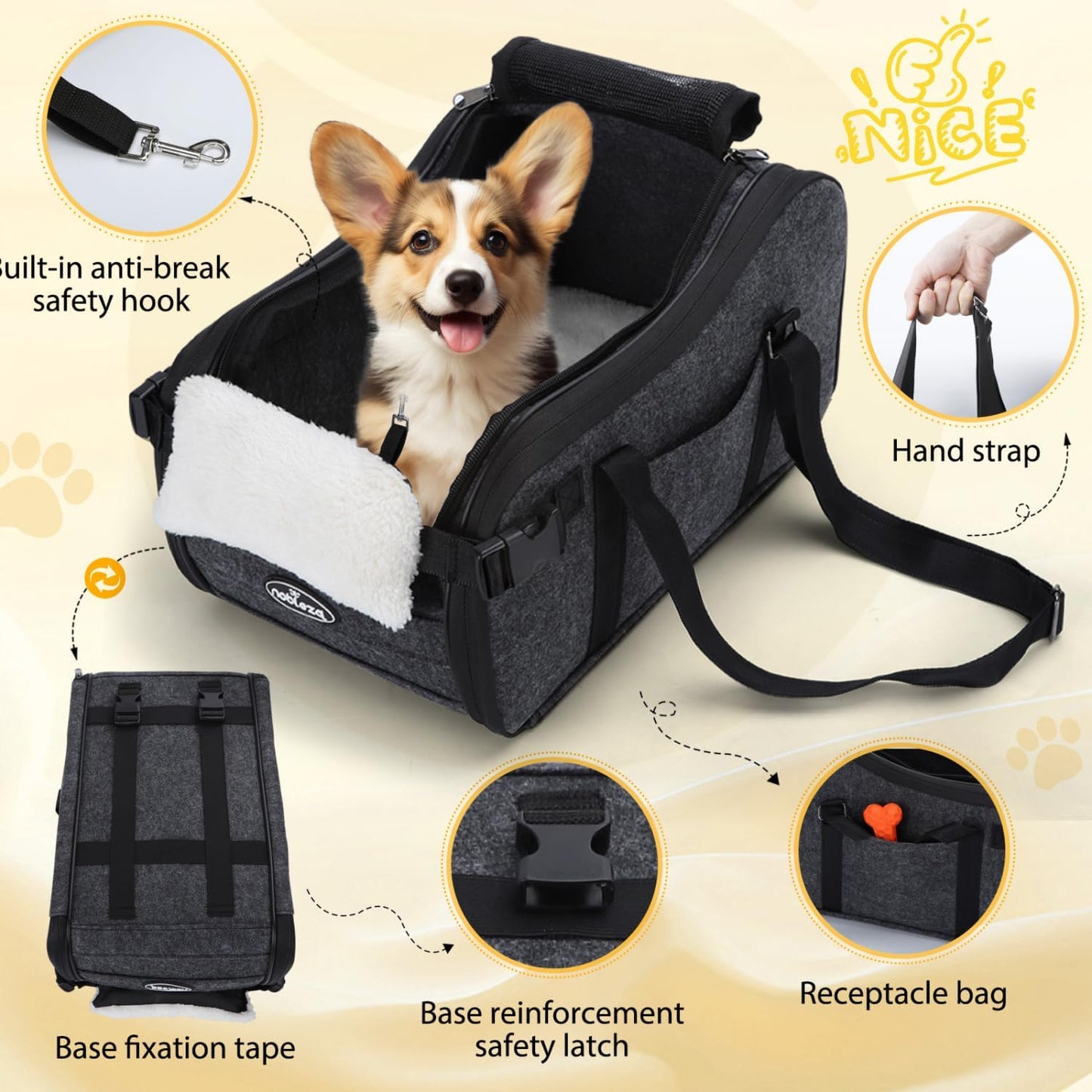 Dog Car Seat for Center Console, Detachable Console Pet