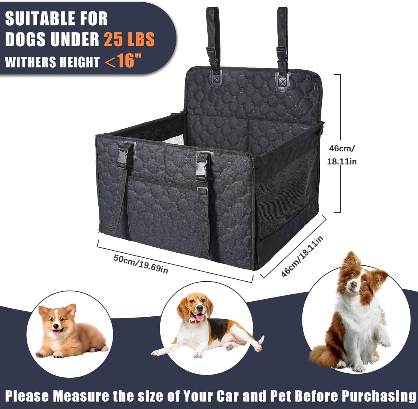 Dog Car Seat for Medium Small Dogs, Pet Car Seat with