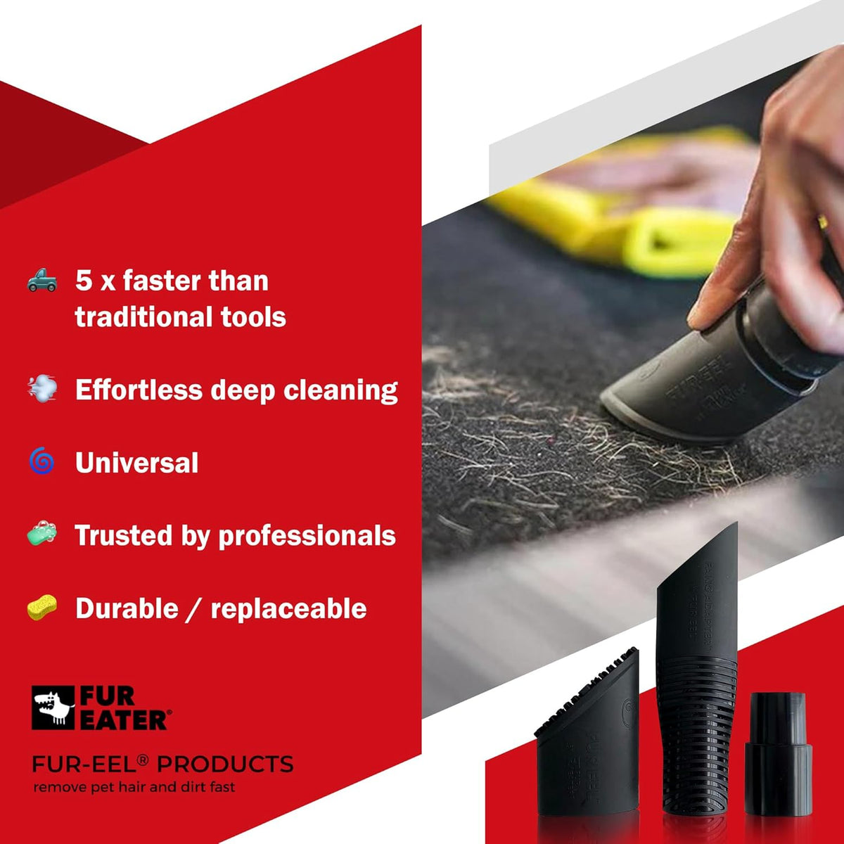 Fur-EEL Pet Hair Removal Tool for Car & Home | Universal