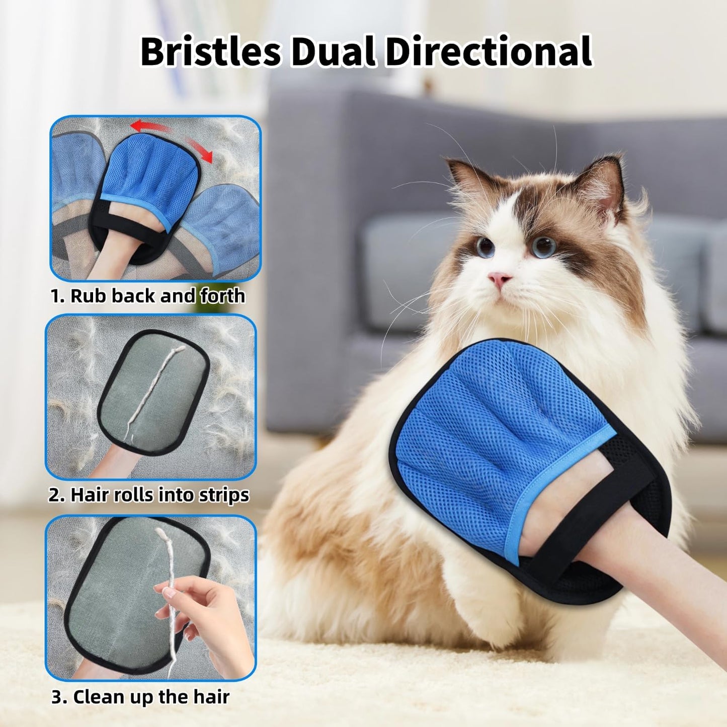 Pet Hair Removal Glove for Cats & Dogs, Reusable Magic