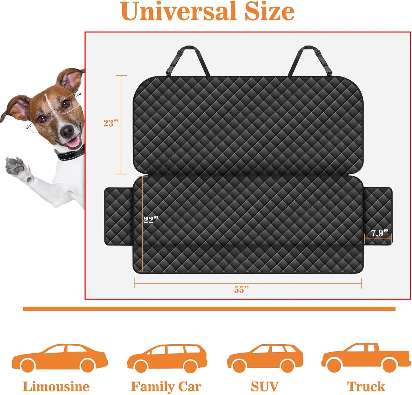 Dog Car Seat Cover for Back Seat, Nonslip Pet Car Seat