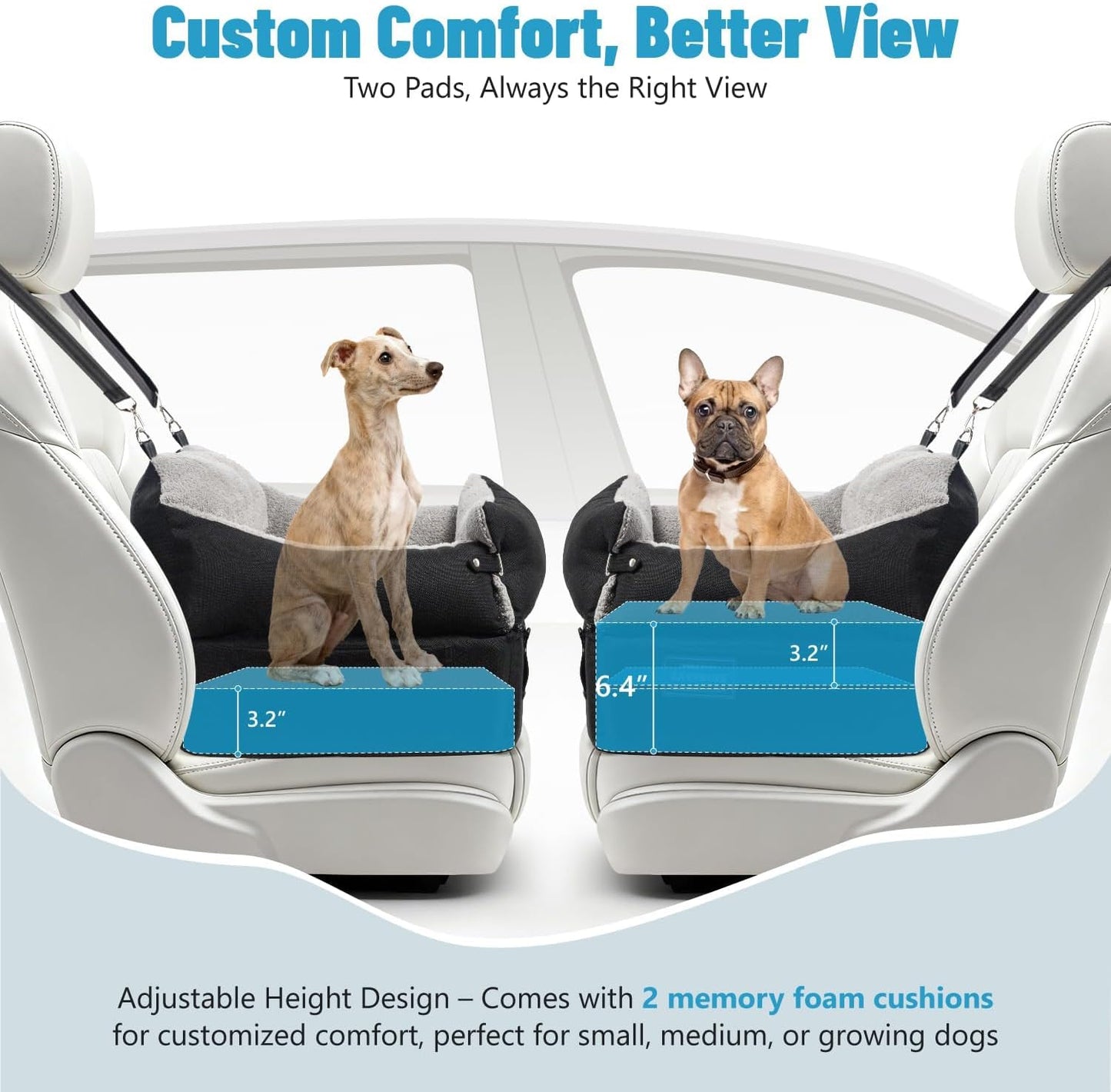 Dog Booster Car Seat: Elevated Car Seat for Small Medium