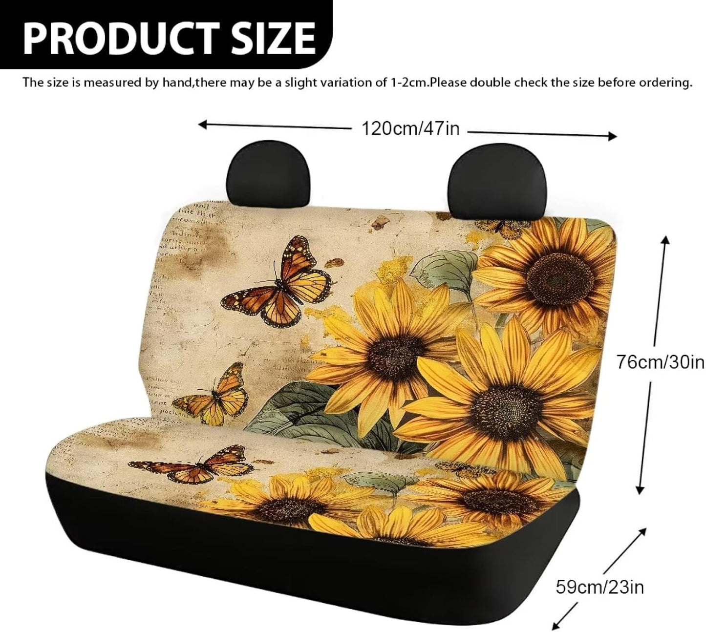 Vintage Butterfly Car Seat Cover Back Only Sunflower Rear