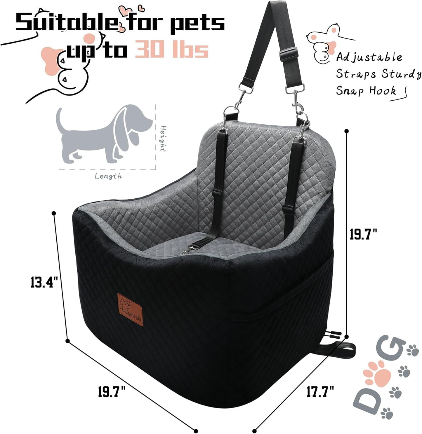 Dog Car Seat for Small Medium Dogs-Safety and Comfy Pet