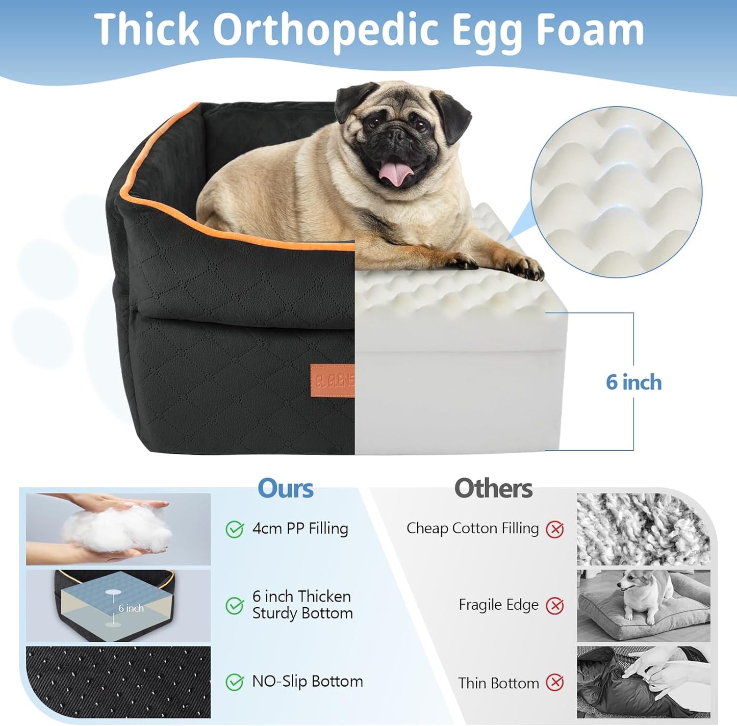 Dog Car Seat for Small Medium Dogs, Memory Foam Dog Booster