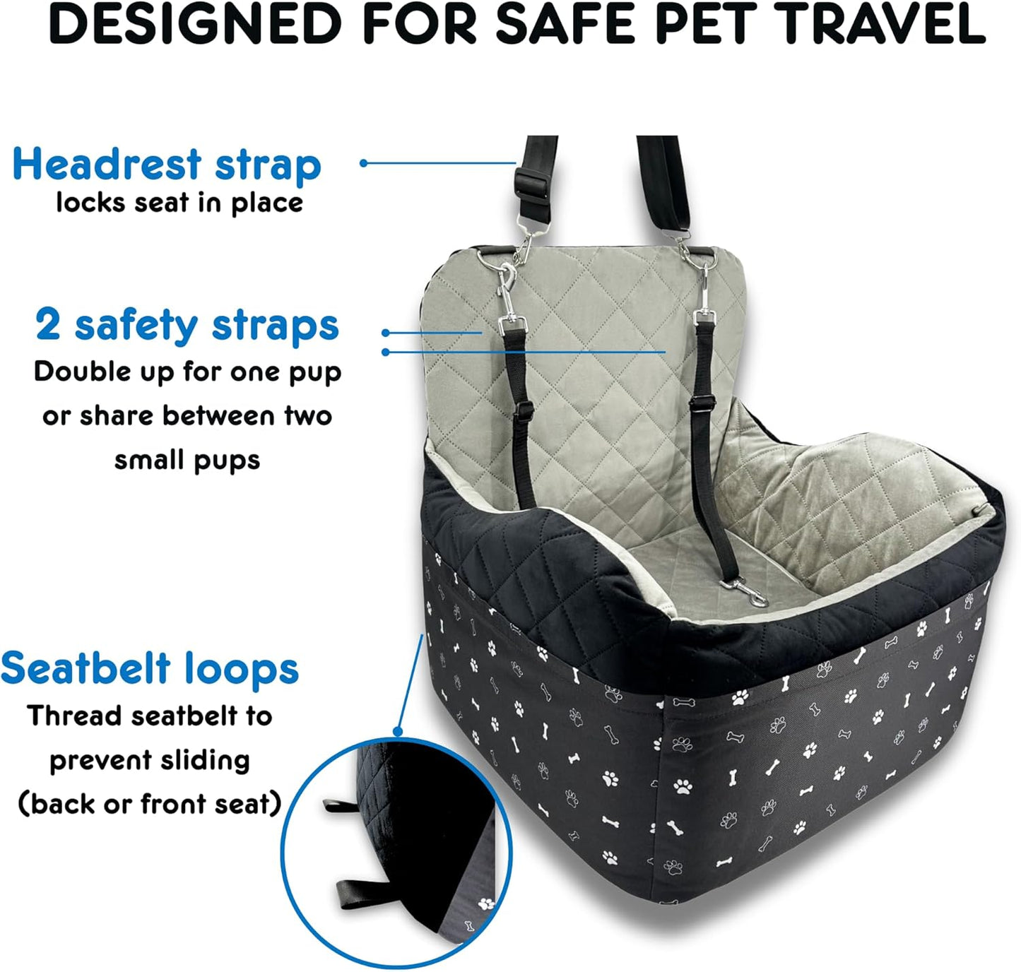 Small Dog Car Seat, Memory Foam Dog Booster Car Seats with