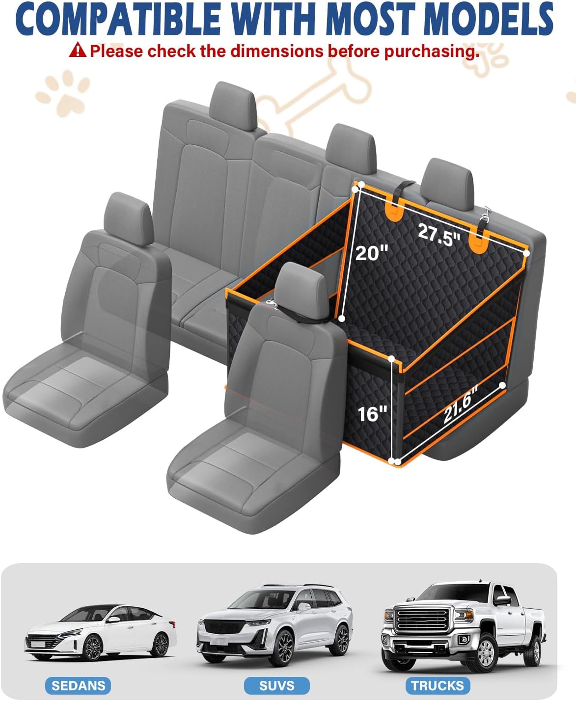 Dog Car Seat, Extra Stable Backseat Extender for Dogs with