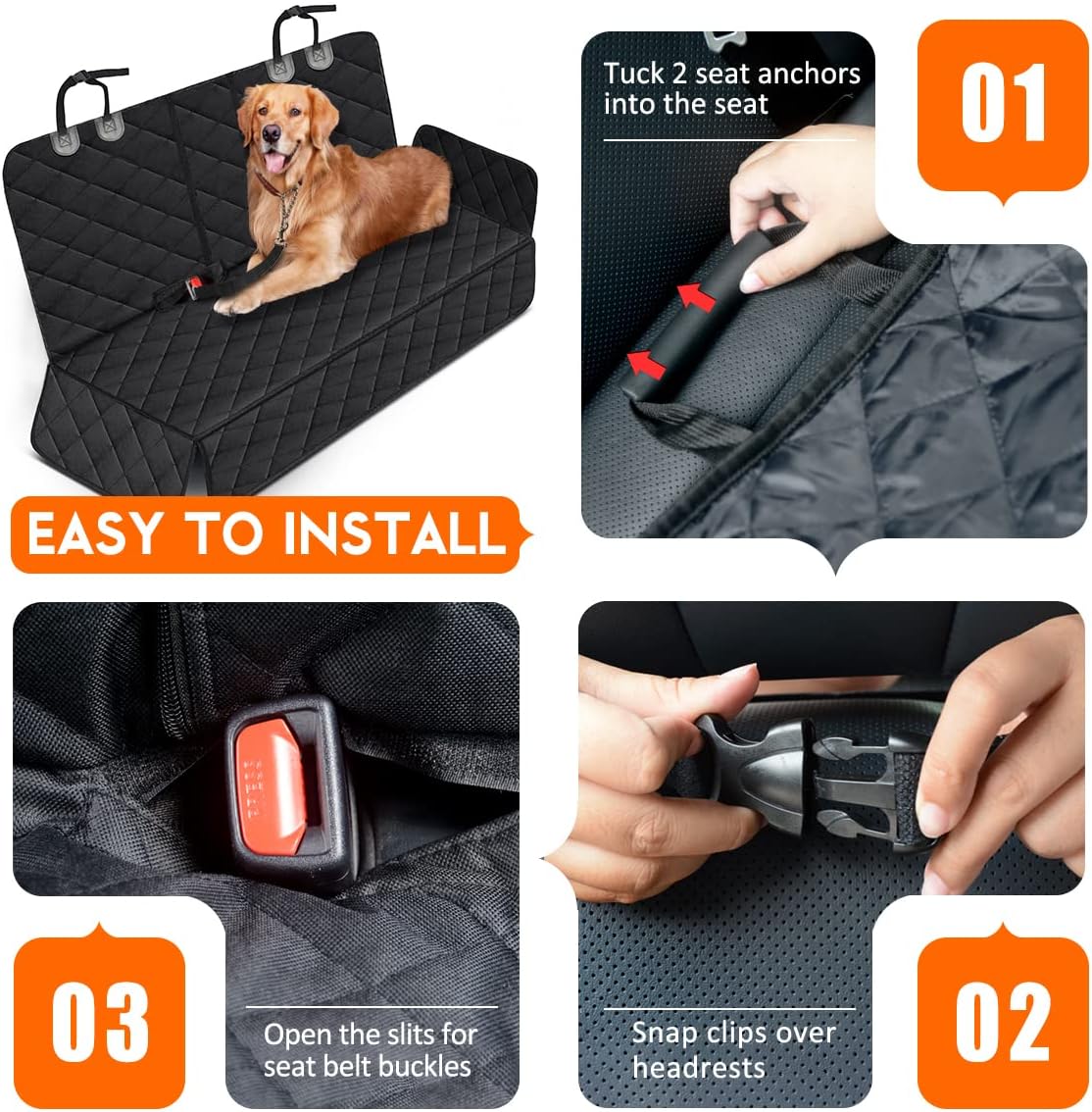 Dog Car Seat Cover, Back Seat Cover for Dogs Pet Car Seat