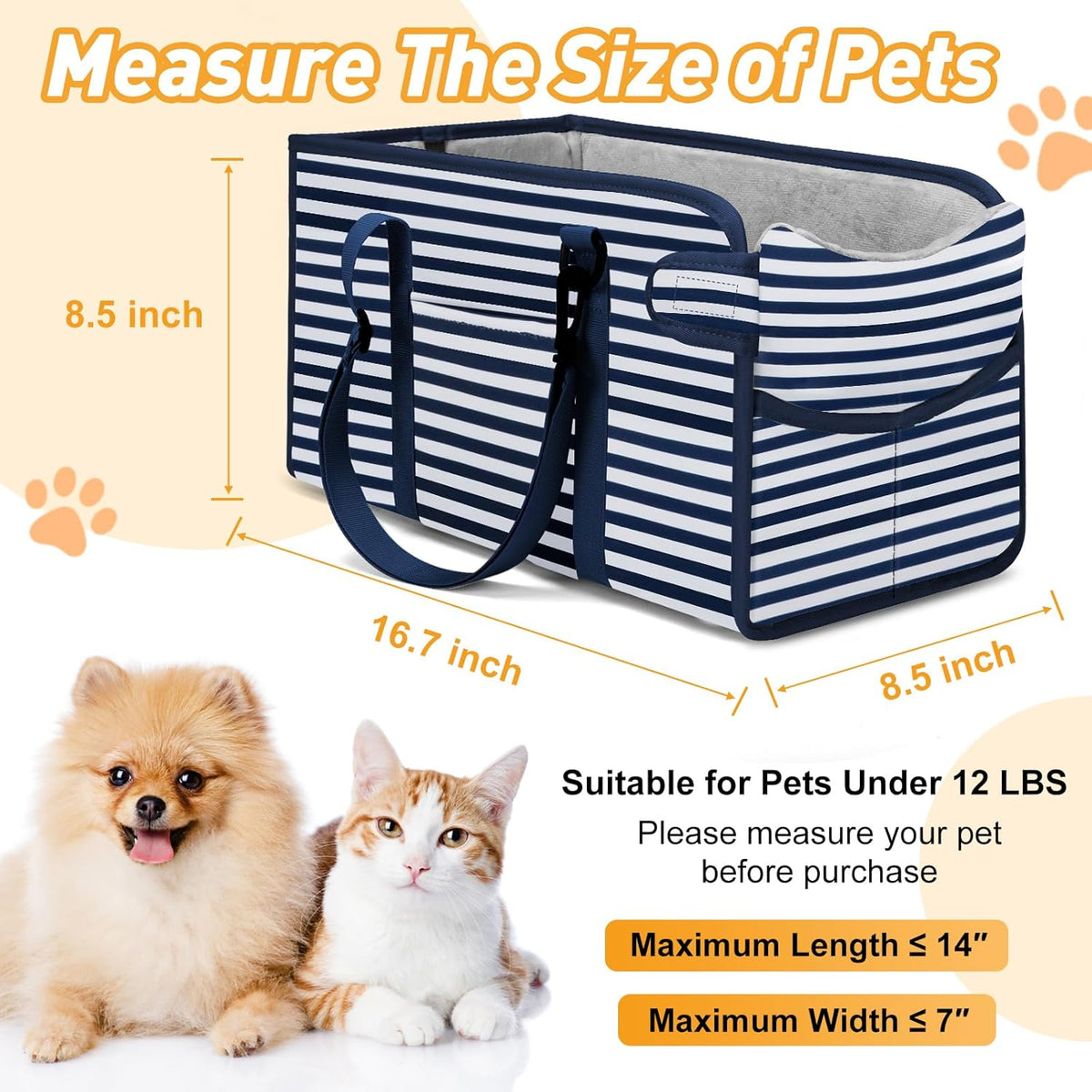 Portable Dog Car Seat for Small Dogs - Adjustable Safety