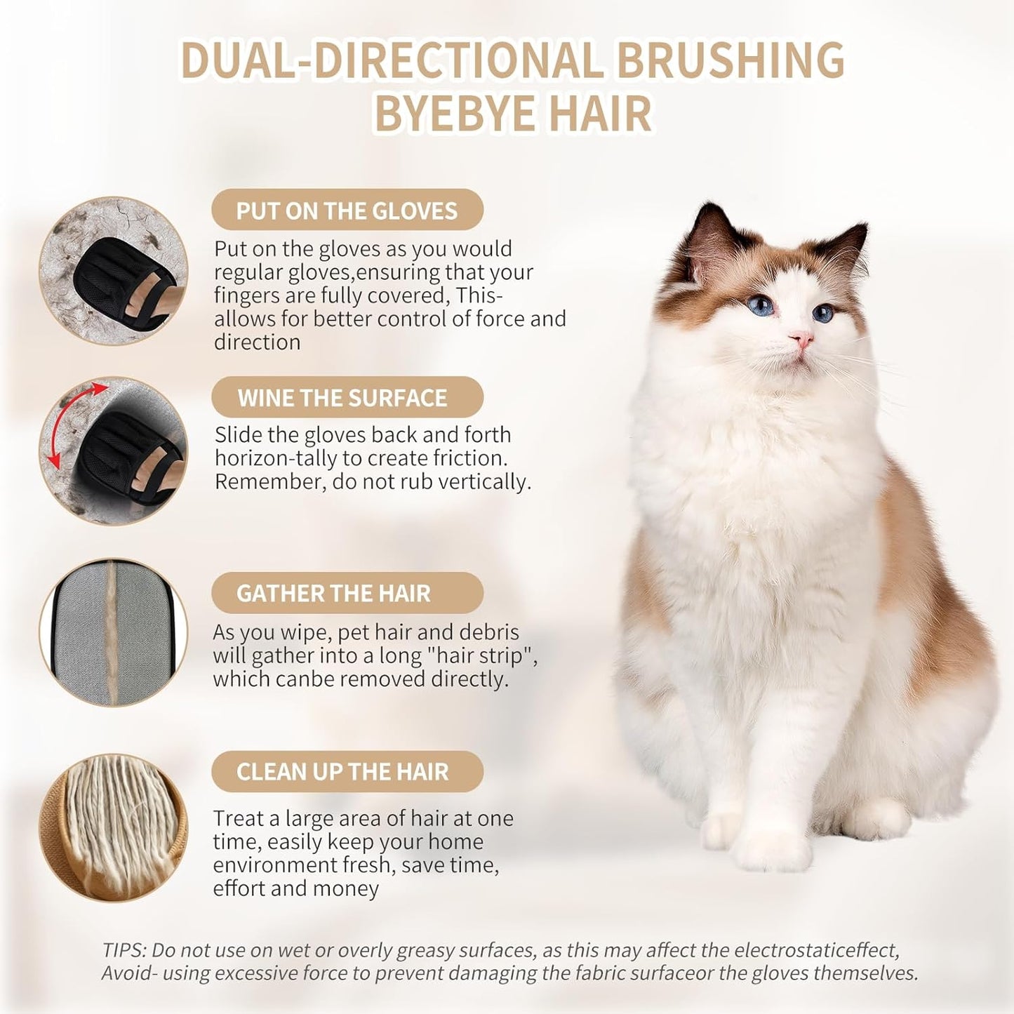 2 PCS Pet Hair Removal Glove for Cats & Dogs, Newly Pro