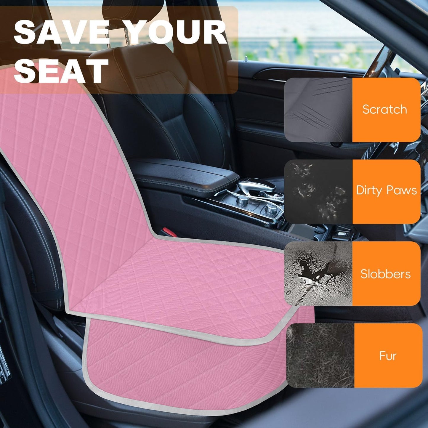 Dog Seat Cover Front Seat, Waterproof Car Seat Covers for