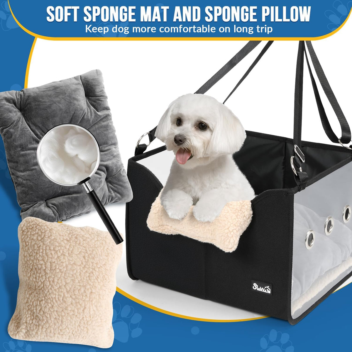 Dog Car Seat for Small Dogs - Elevated Portable Dog Booster