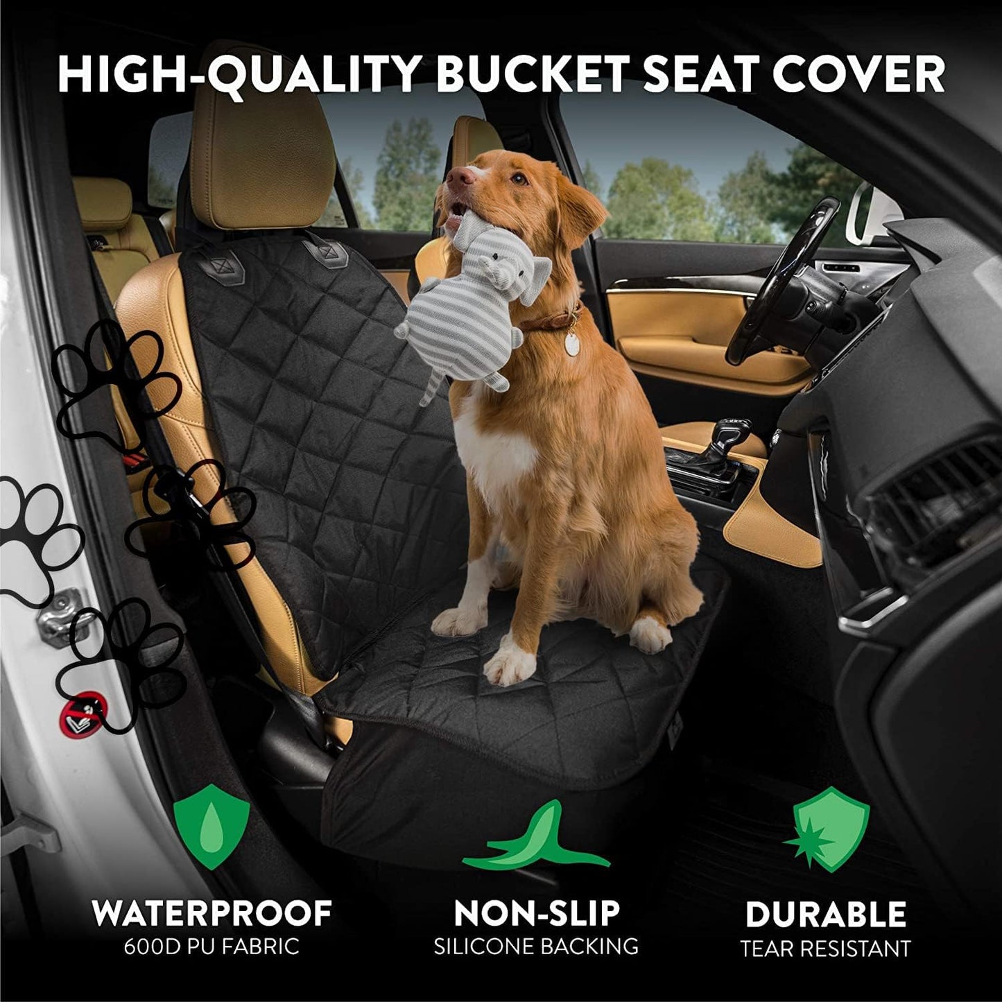 Premium Bucket Car Seat Protector | Diamond Stitching |