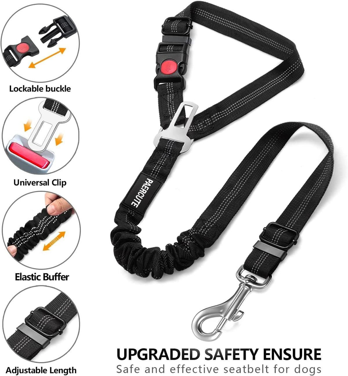 2 Piece Set Retractable Dog Car Seatbelts - Adjustable Pet