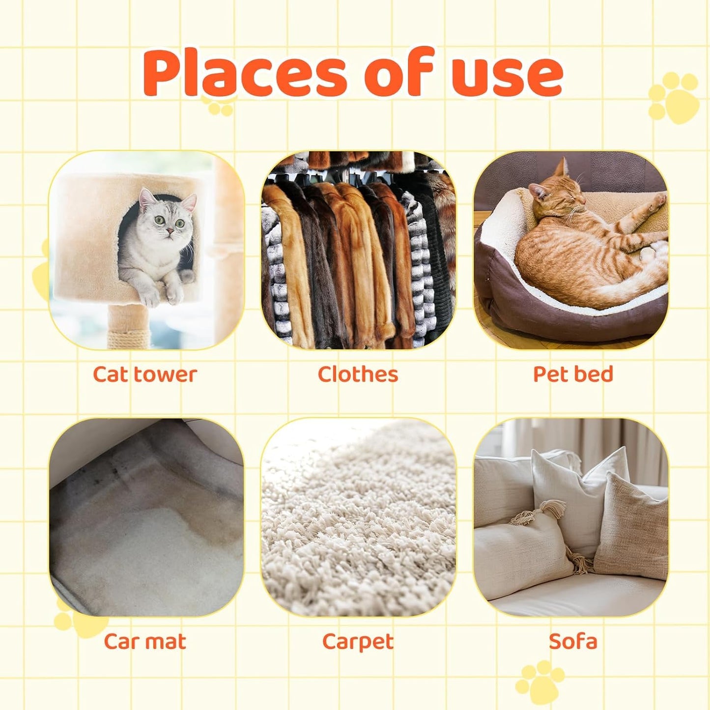 Pet Hair Remover for Furniture and Carpets - Rubber Brush