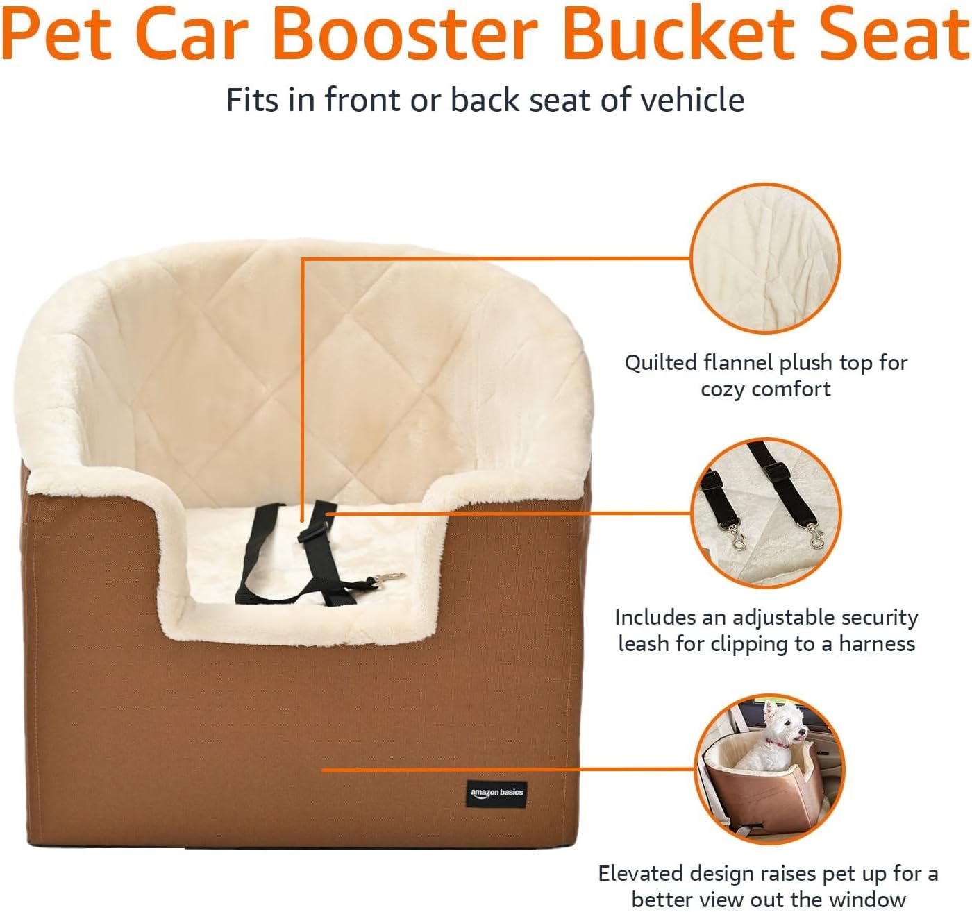 Dog Car Seat Booster for Small Dogs up to 25lbs, Washable