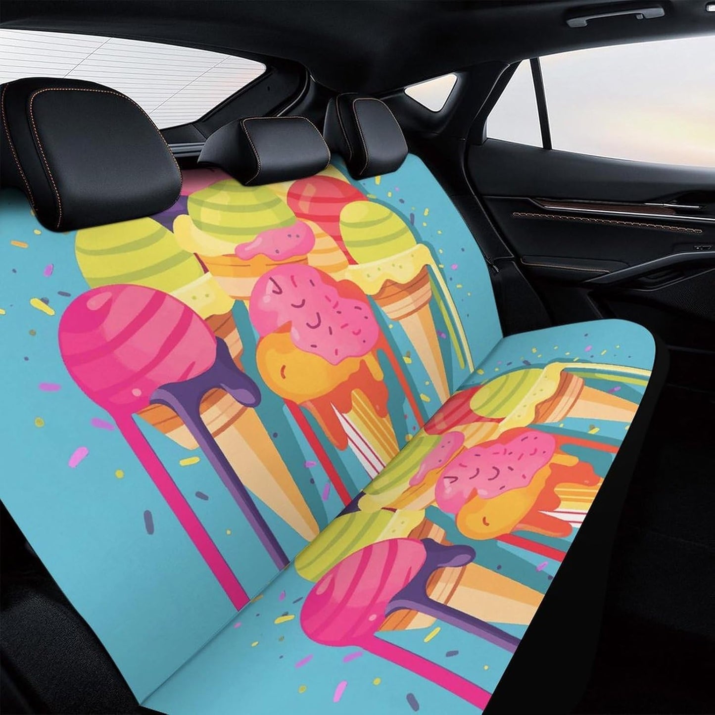 Colorful Ice Cream Dog Car Seat Covers Waterproof Truck