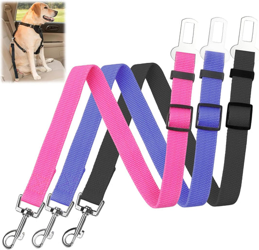 Dog Seat Belt,3 Piece Adjustable Dog Car Harness Dog