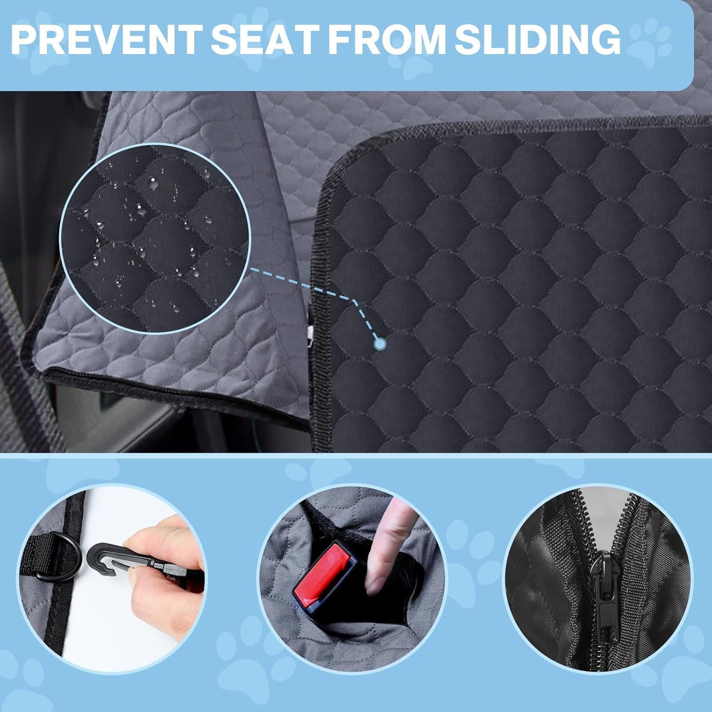 Dog Car Seat Cover for Back Seat, Waterproof Protector with