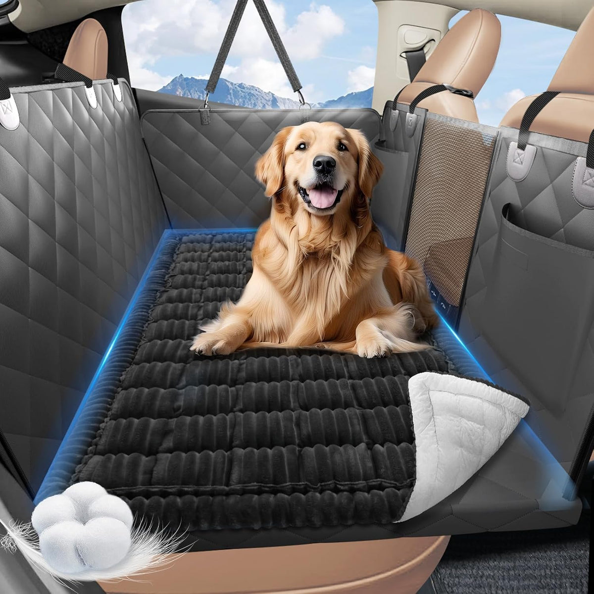 Backseat Dog Bed Non-Slip, Dog Bed for Car Back Seat Soft
